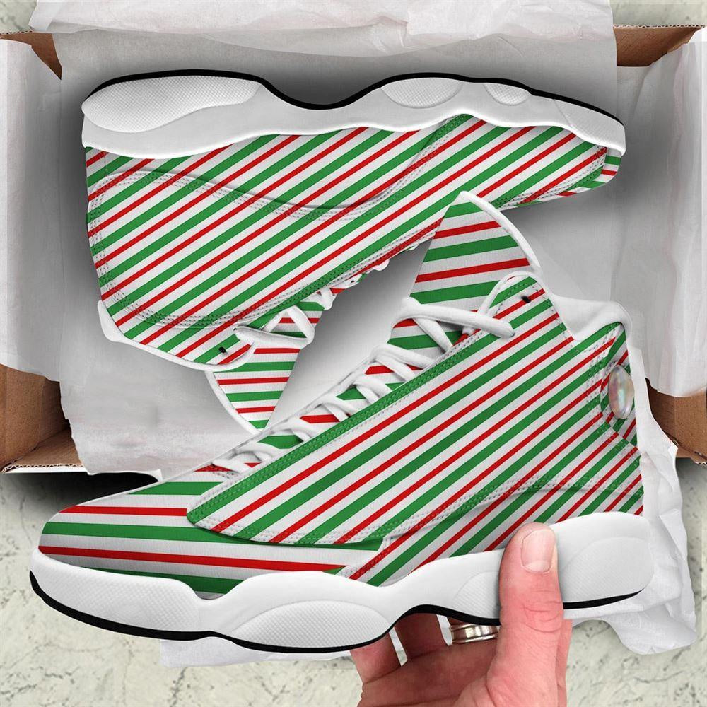 Candy Cane Stripes Christmas Print Basketball Shoes, Christmas Basketball Shoes, Christmas Shoes