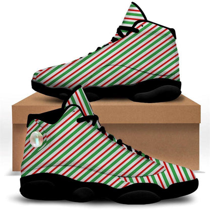 Candy Cane Stripes Christmas Print Basketball Shoes, Christmas Basketball Shoes, Christmas Shoes