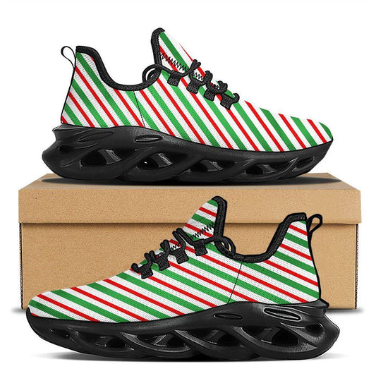 Candy Cane Stripes Christmas Print Black Max Soul Shoes, Christmas Sneakers, Christmas Shoes, Christmas Clunky Sneaker