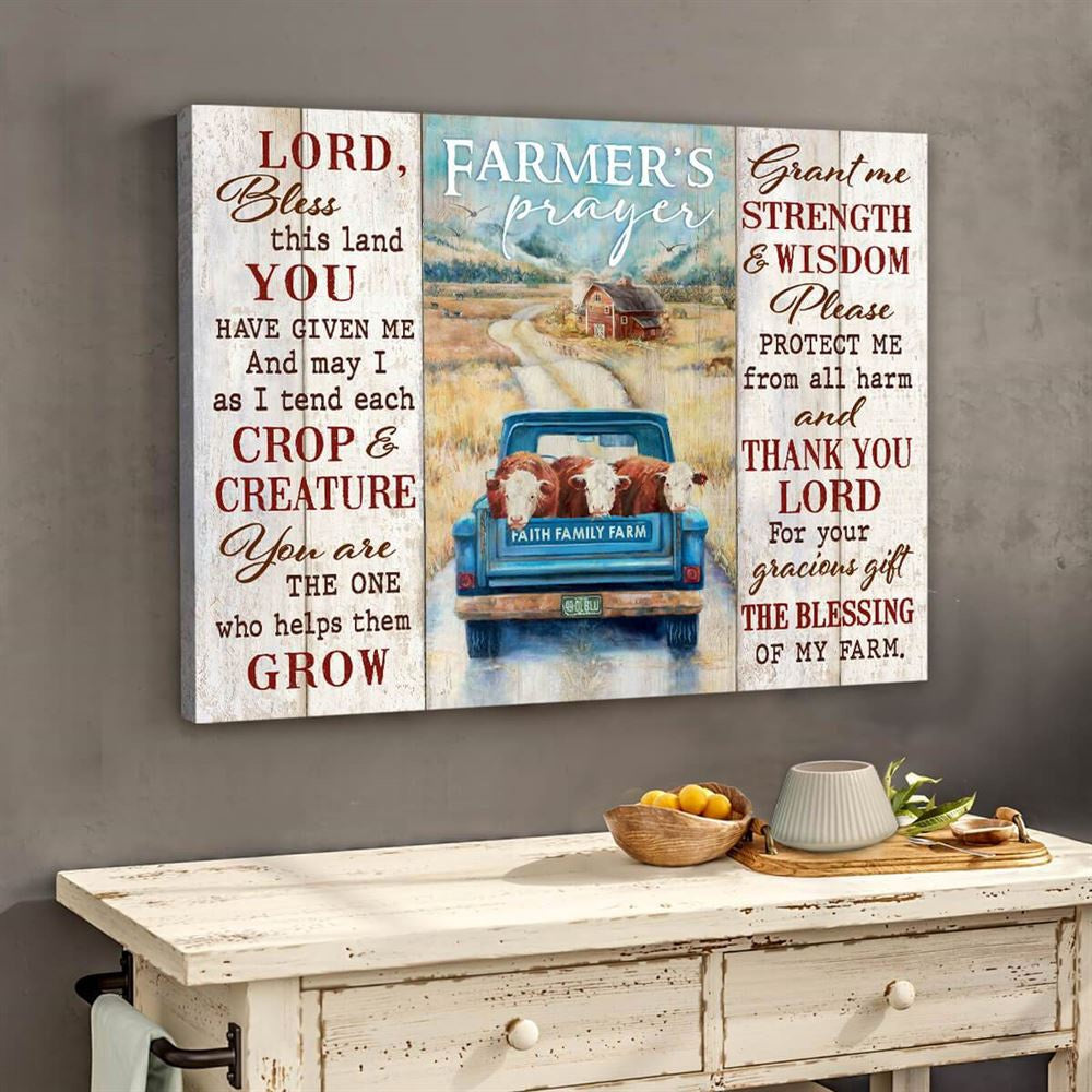 Canvas Farm &Amp Cow Farmer'S Prayer Canvas, Farmhouse Canvas, Farm Gift, Farm Home Decor