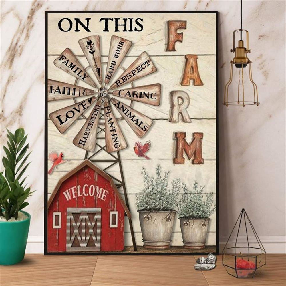 Cardinal On This Farm Canvas, Farm Canvas, Farm Art Decor