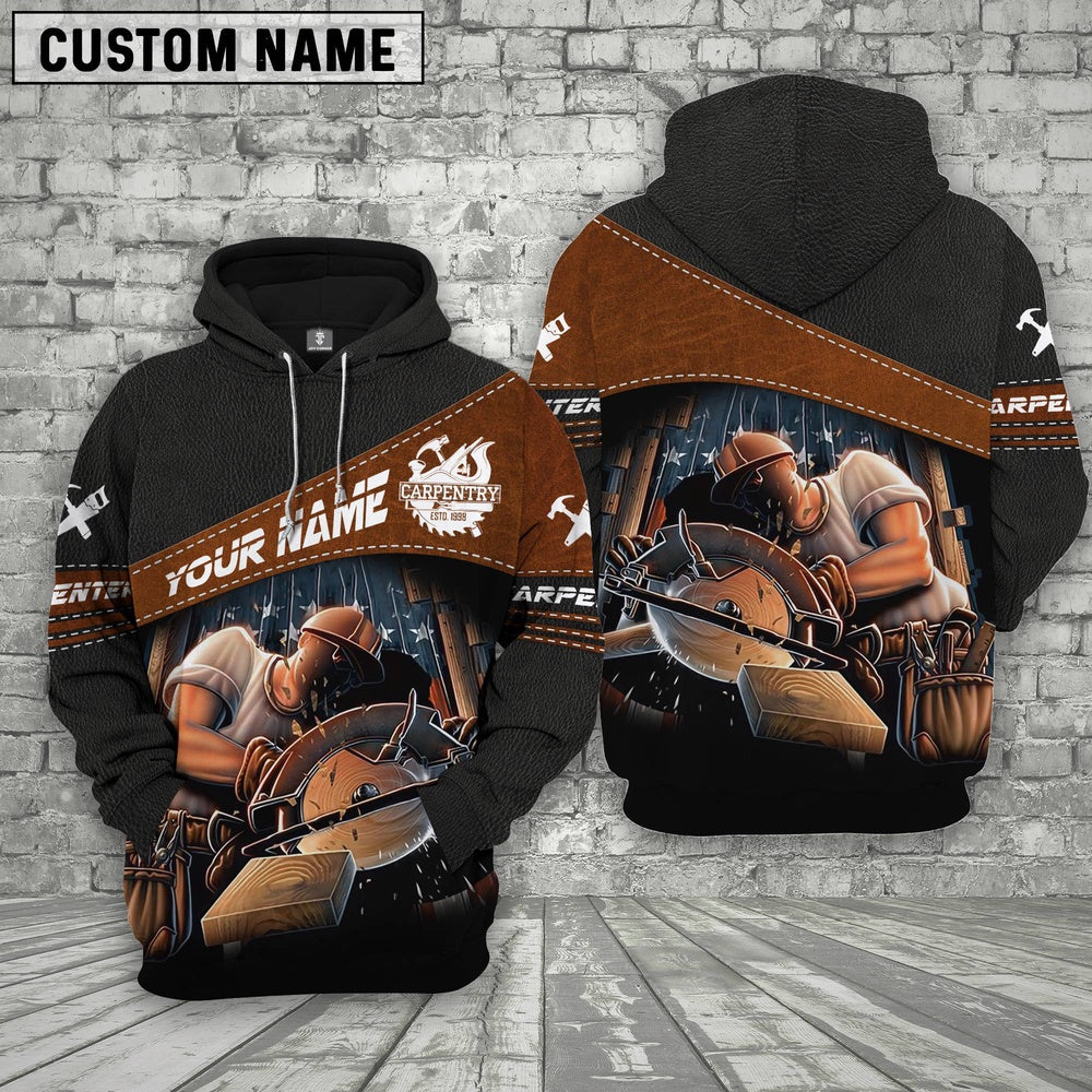 Carpenter Custom Name Printed 3D Black Hoodie, Farmer Hoodie, Custom Farm Shirts, Farmer T Shirt
