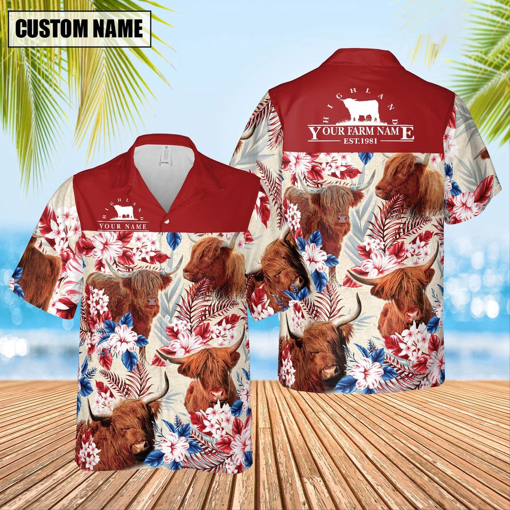Cattle Custom Name And Farm Name Hawaiian Shirts, Farm Hawaiian Shirt, Farmer Hawaii