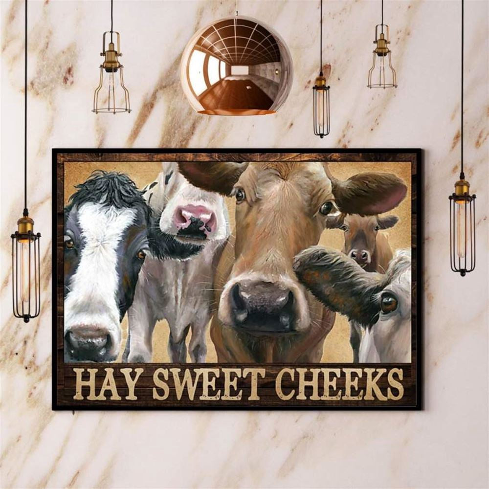 Cattle Farm Hay Sweet Cheeks Field Vintage Canvas, Farm Canvas, Farm Gift, Farm Home Decor