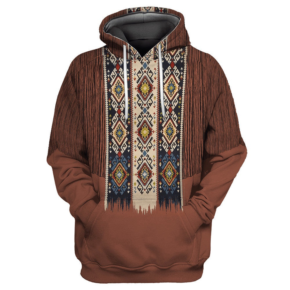 Characteristic Motifs Native American All Over Printed Hoodie, Native American Hoodie, 3D Native American Hoodie