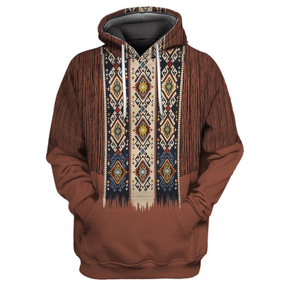 Characteristic Motifs Native American All Over Printed Hoodie, Native American Hoodie, 3D Native American Hoodie