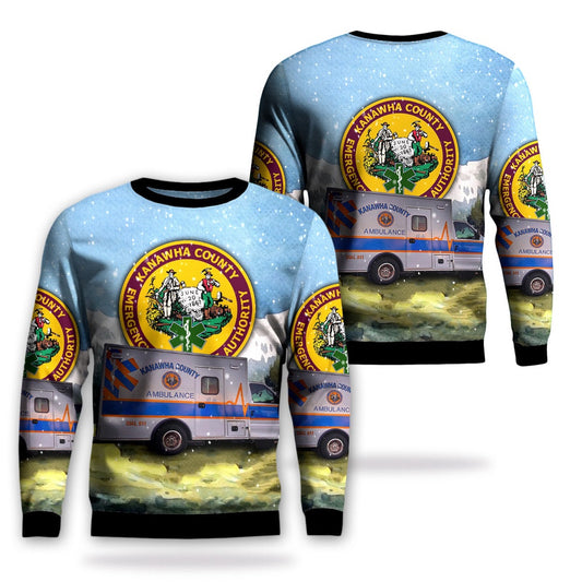Charleston, West Virginia, Kanawha County Emergency Ambulance Authority Christmas AOP Ugly Sweater, Christmas Ugly Sweater, Sweater Xmas