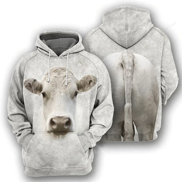Charolais All Over Printed Hoodie, Farmer Hoodie, Farm Themed Shirts, Farm Tee Shirts