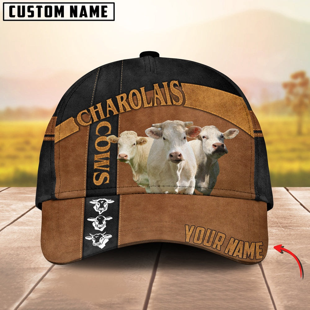Charolais Black Traffic Line Leather Pattern Customized 3D Cap, Farmer Cap, Vintage Farmer Hat, Mens Farmer Hats, Cap For Farmers