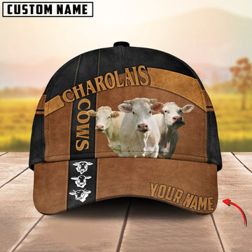 Charolais Black Traffic Line Leather Pattern Customized 3D Cap, Farmer Cap, Vintage Farmer Hat, Mens Farmer Hats, Cap For Farmers
