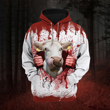 Charolais Bloody Hoodie, Farmer Hoodie, Farm Themed Shirts, Farm Tee Shirts