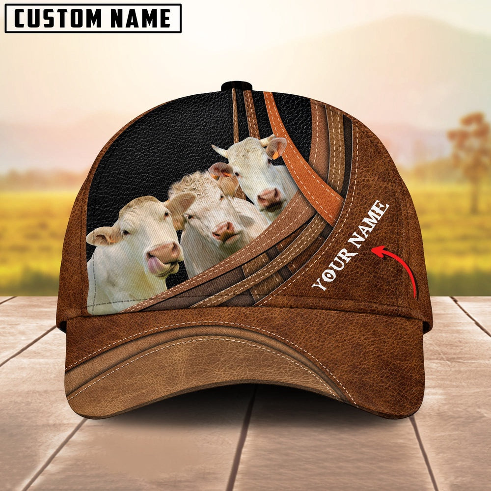 Charolais Cattle Customized Name Cap, Farmer Cap, Vintage Farmer Hat, Mens Farmer Hats, Cap For Farmers