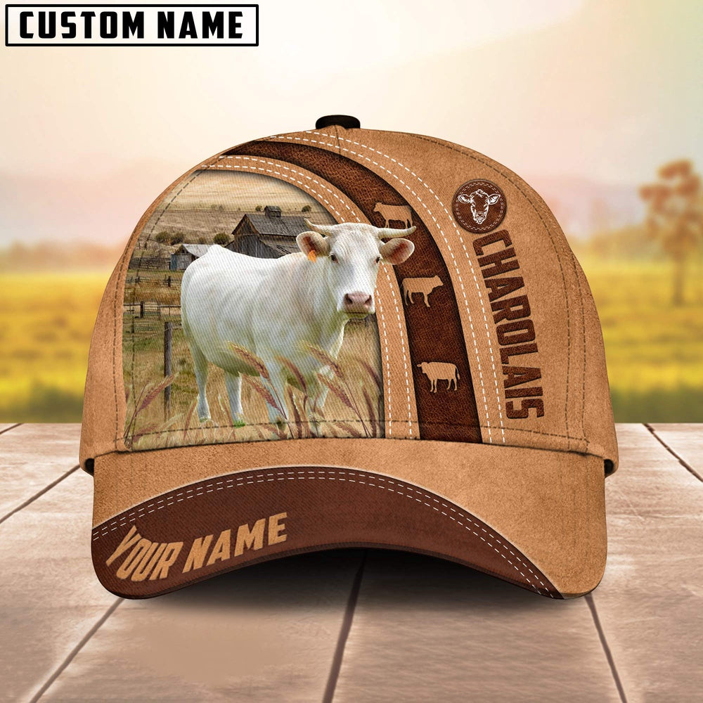 Charolais Cattle Customized Name Farm Cap, Farmer Cap, Vintage Farmer Hat, Mens Farmer Hats, Cap For Farmers