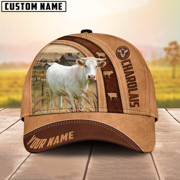 Charolais Cattle Customized Name Farm Cap, Farmer Cap, Vintage Farmer Hat, Mens Farmer Hats, Cap For Farmers