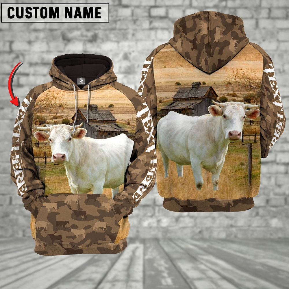 Charolais Cattle Farming Personalized 3D Hoodie, Farmer Hoodie, Custom Farm Shirts, Farmer T Shirt