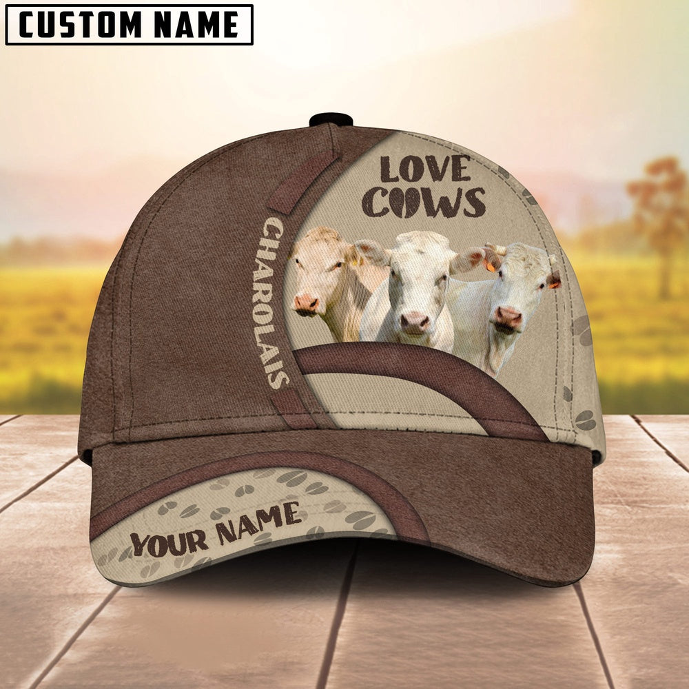 Charolais Cattle Happiness Personalized Name Cap, Farmer Cap, Vintage Farmer Hat, Mens Farmer Hats, Cap For Farmers