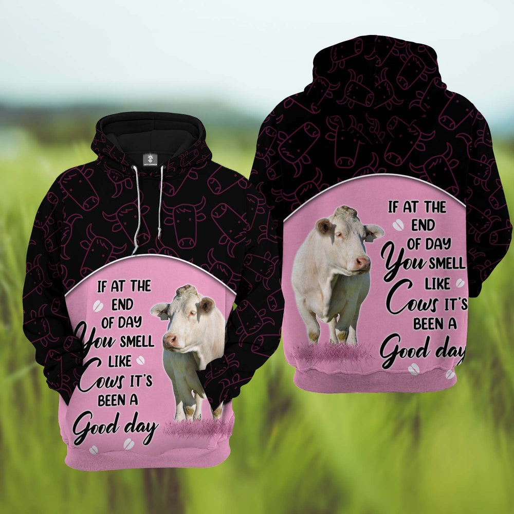 Charolais Cattle It's Been A Good Day 3D Hoodie, Farmer Hoodie, Farm Themed Shirts, Farm Tee Shirts