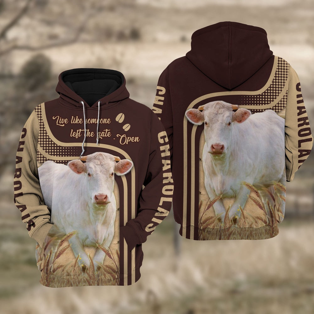 Charolais Cattle Live Like Some One Hoodie, Farmer Hoodie, Farm Themed Shirts, Farm Tee Shirts