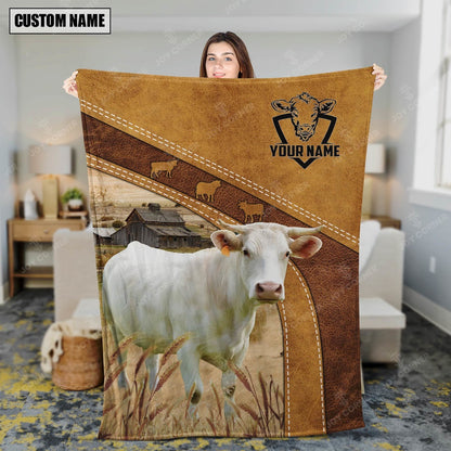 Charolais Custom Name Blanket Collection, Farm Blanket, Farm Animal Blanket