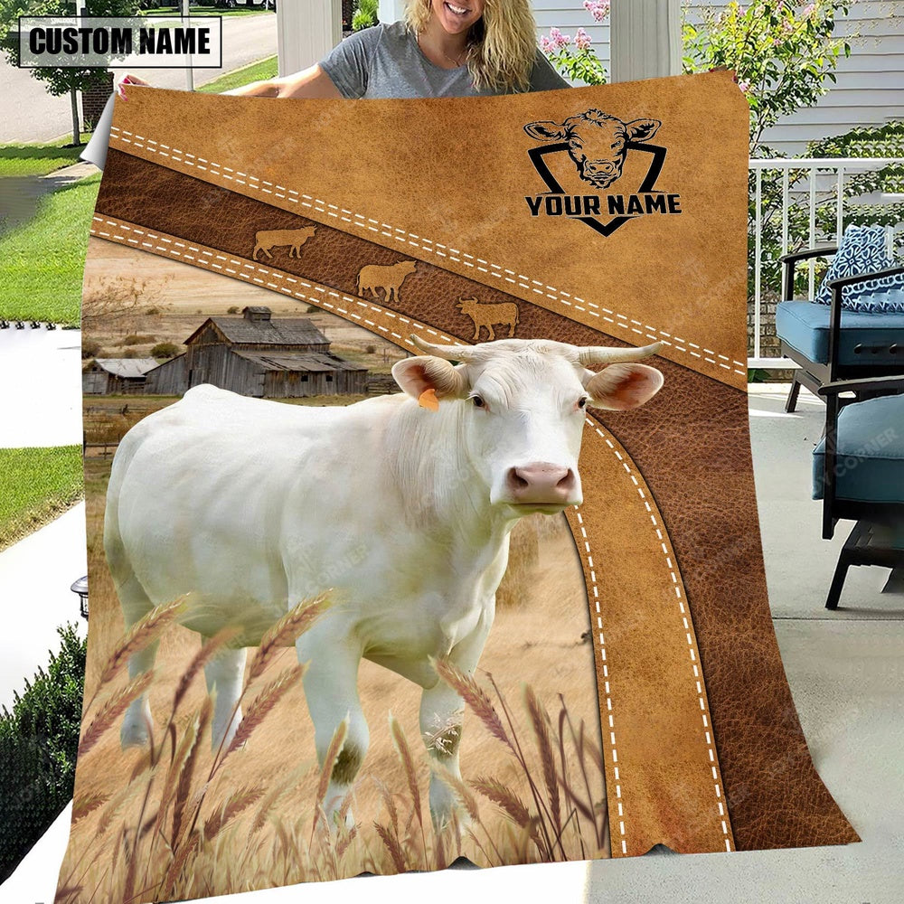 Charolais Custom Name Blanket Collection, Farm Blanket, Farm Animal Blanket
