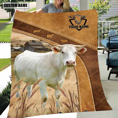 Charolais Custom Name Blanket Collection, Farm Blanket, Farm Animal Blanket