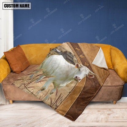 Charolais Custom Name Blanket Collection, Farm Blanket, Farm Animal Blanket