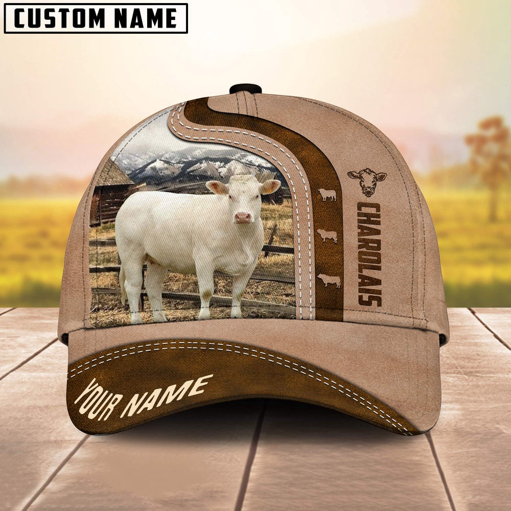 Charolais Custom Name Light Brown Cap, Farmer Cap, Vintage Farmer Hat, Mens Farmer Hats, Cap For Farmers