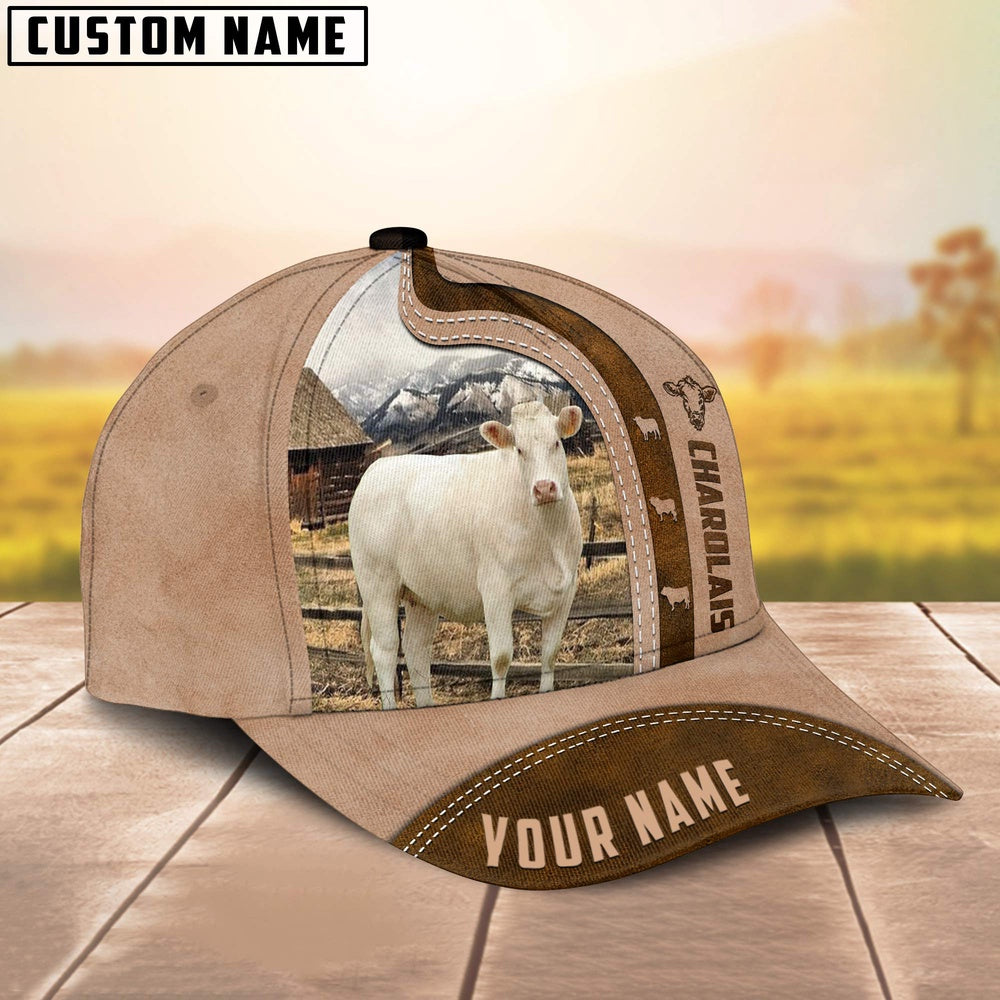Charolais Custom Name Light Brown Cap, Farmer Cap, Vintage Farmer Hat, Mens Farmer Hats, Cap For Farmers