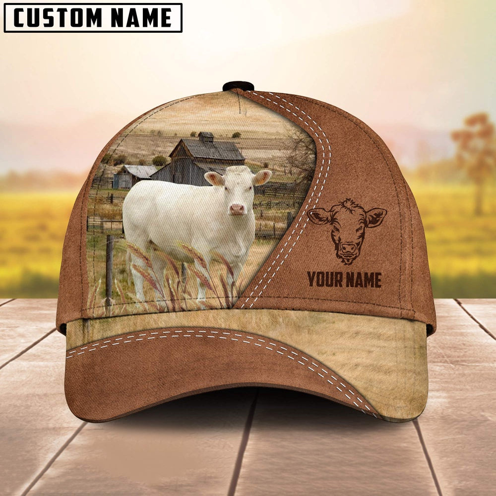 Charolais Customized Name Brown Cap, Farmer Cap, Vintage Farmer Hat, Mens Farmer Hats, Cap For Farmers