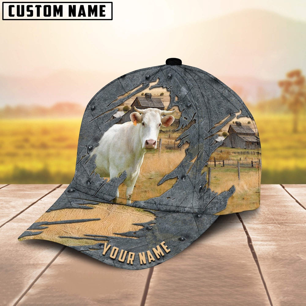 Charolais Customized Name Cap, Farmer Cap, Vintage Farmer Hat, Mens Farmer Hats, Cap For Farmers