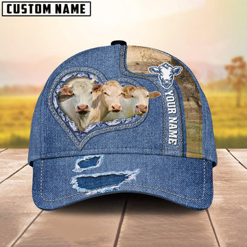 Charolais Customized Name Denim Cap, Farmer Cap, Vintage Farmer Hat, Mens Farmer Hats, Cap For Farmers
