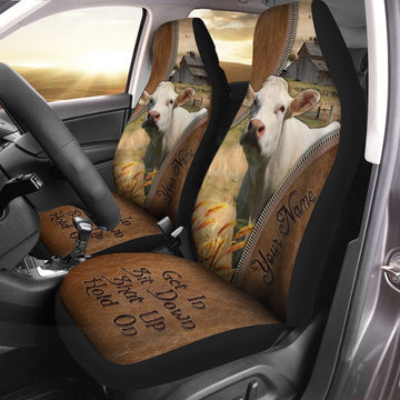 Charolais Customized Name Leather Pattern Car Seat Cover, Car Seat Cover, Farm Car Seat Cover, Pet Seat Covers