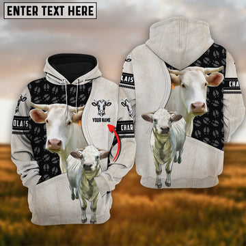 Charolais Fur on Farm Customized Name 3D Hoodie, Farmer Hoodie, Custom Farm Shirts, Farmer T Shirt