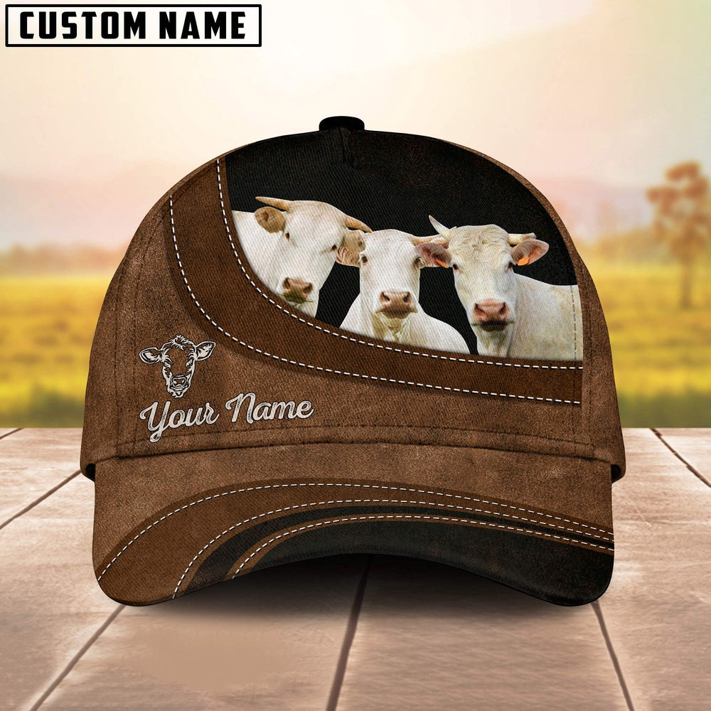 Charolais Happiness Customized Name Cap, Farmer Cap, Vintage Farmer Hat, Mens Farmer Hats, Cap For Farmers