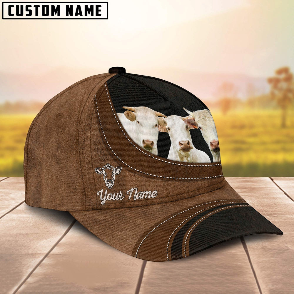 Charolais Happiness Customized Name Cap, Farmer Cap, Vintage Farmer Hat, Mens Farmer Hats, Cap For Farmers
