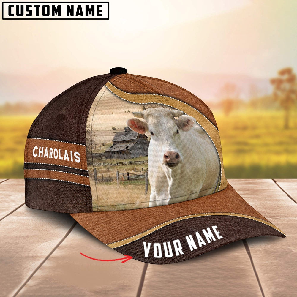 Charolais Happy Face Customized Name Cap, Farmer Cap, Vintage Farmer Hat, Mens Farmer Hats, Cap For Farmers