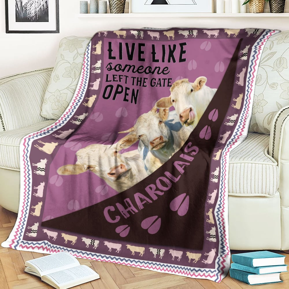 Charolais Hoof Pattern Purple Background Blanket, Farm Blanket, Farm Animal Blanket