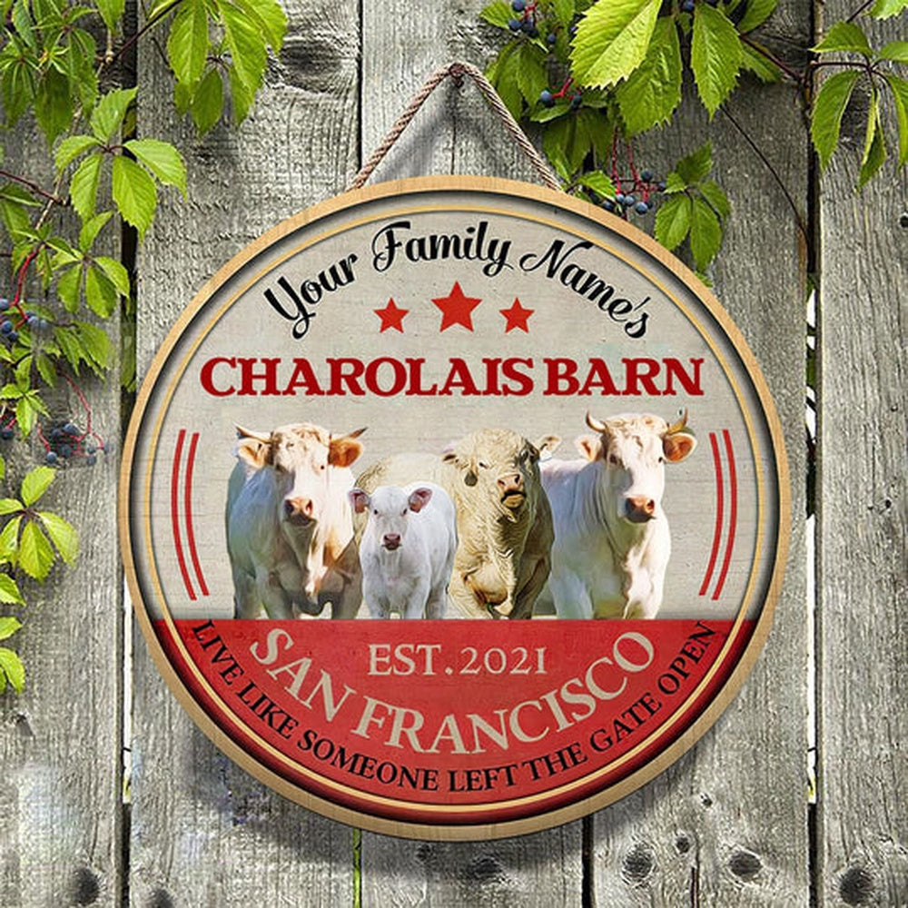 Charolais Live Like Someone Left The Gate Open Custom Happy Halloween Wooden Sign, Farm Wood Sign, Farm House Wood Signs