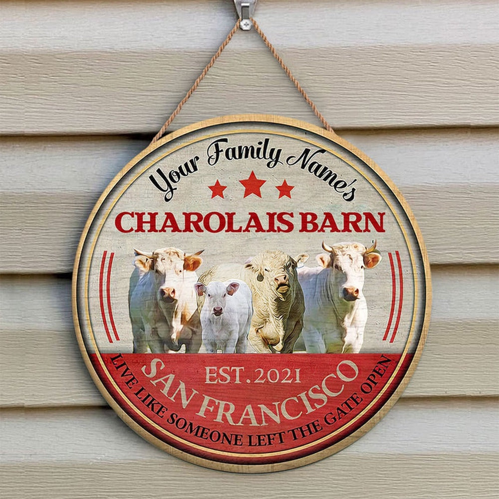 Charolais Live Like Someone Left The Gate Open Custom Happy Halloween Wooden Sign, Farm Wood Sign, Farm House Wood Signs