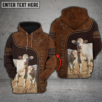 Charolais Love Baby Cattle Personalized All Over Printed Hoodie, Farmer Hoodie, Custom Farm Shirts, Farmer T Shirt