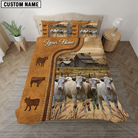 Charolais On The Farm Personalized Name Bedding Set, Farm Bedding Set, Farmhouse Bedding Set