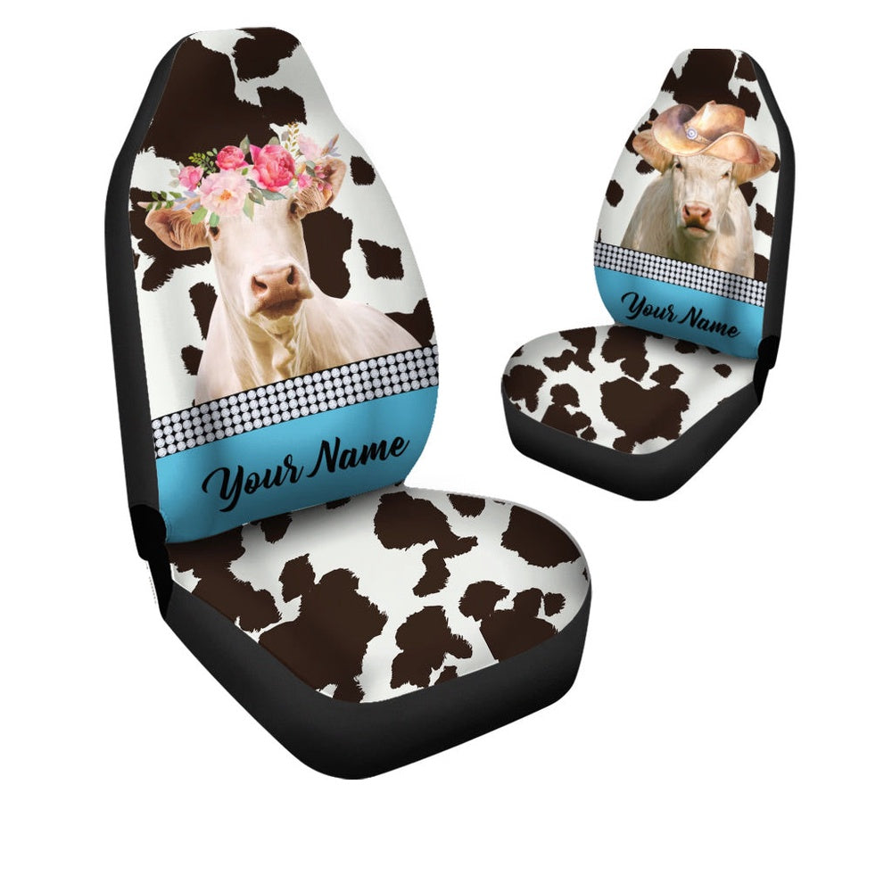 Charolais Pattern Customized Name Dairy Cow Car Seat Cover, Car Seat Cover, Farm Car Seat Cover, Pet Seat Covers