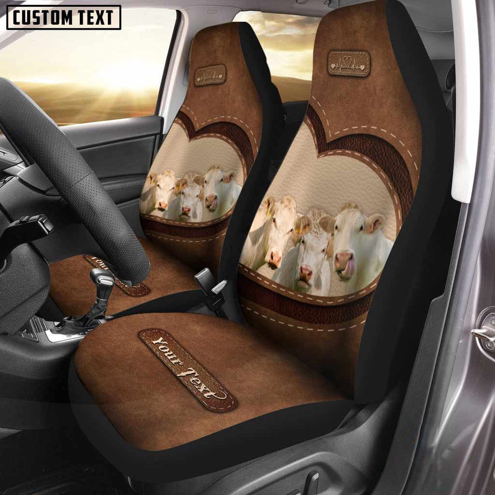 Charolais Pattern Customized Name Heart Car Seat Cover, Car Seat Cover, Farm Car Seat Cover, Pet Seat Covers