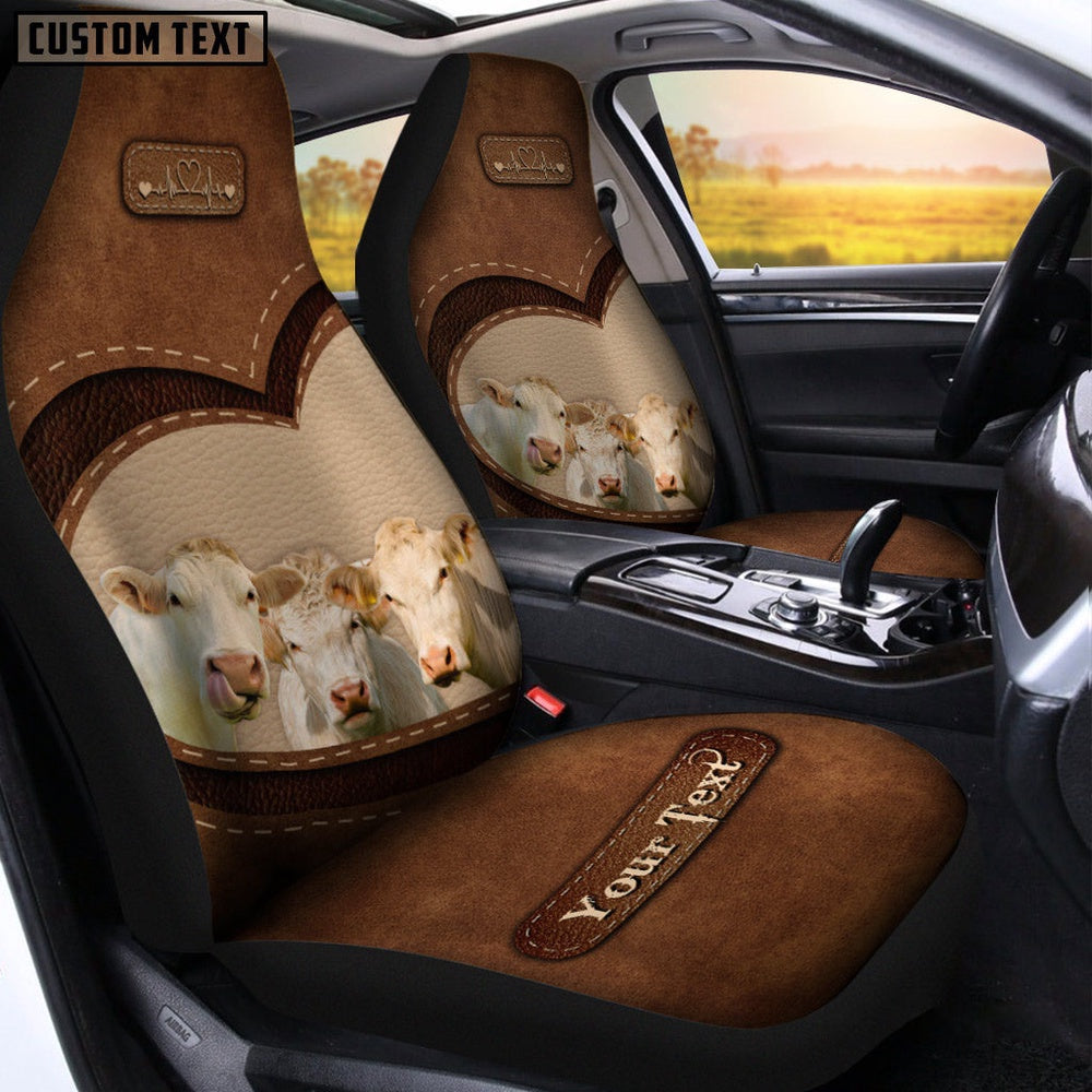 Charolais Pattern Customized Name Heart Car Seat Cover, Car Seat Cover, Farm Car Seat Cover, Pet Seat Covers