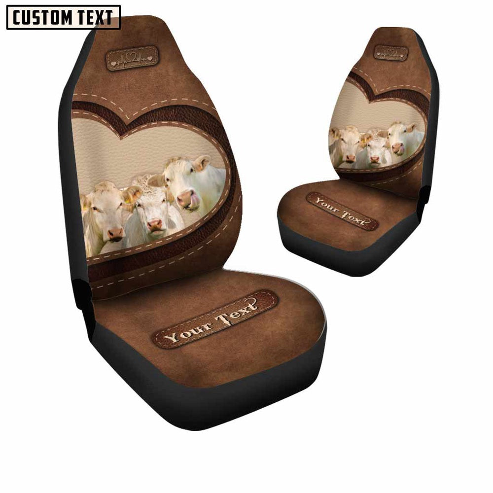 Charolais Pattern Customized Name Heart Car Seat Cover, Car Seat Cover, Farm Car Seat Cover, Pet Seat Covers