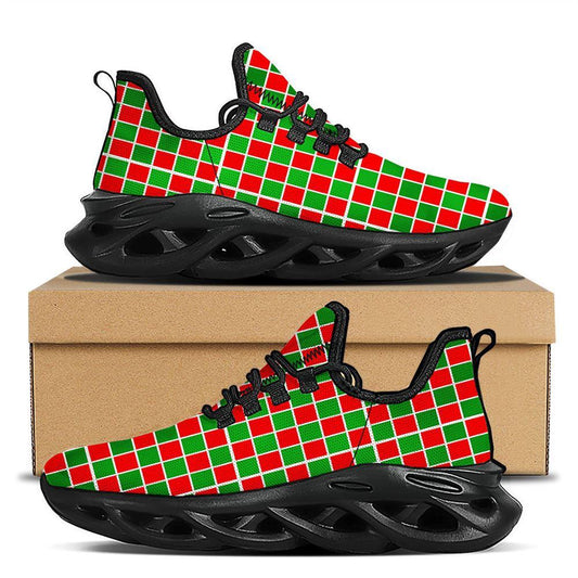 Checkered Merry Christmas Print Pattern Black Max Soul Shoes, Christmas Sneakers, Christmas Shoes, Christmas Clunky Sneaker