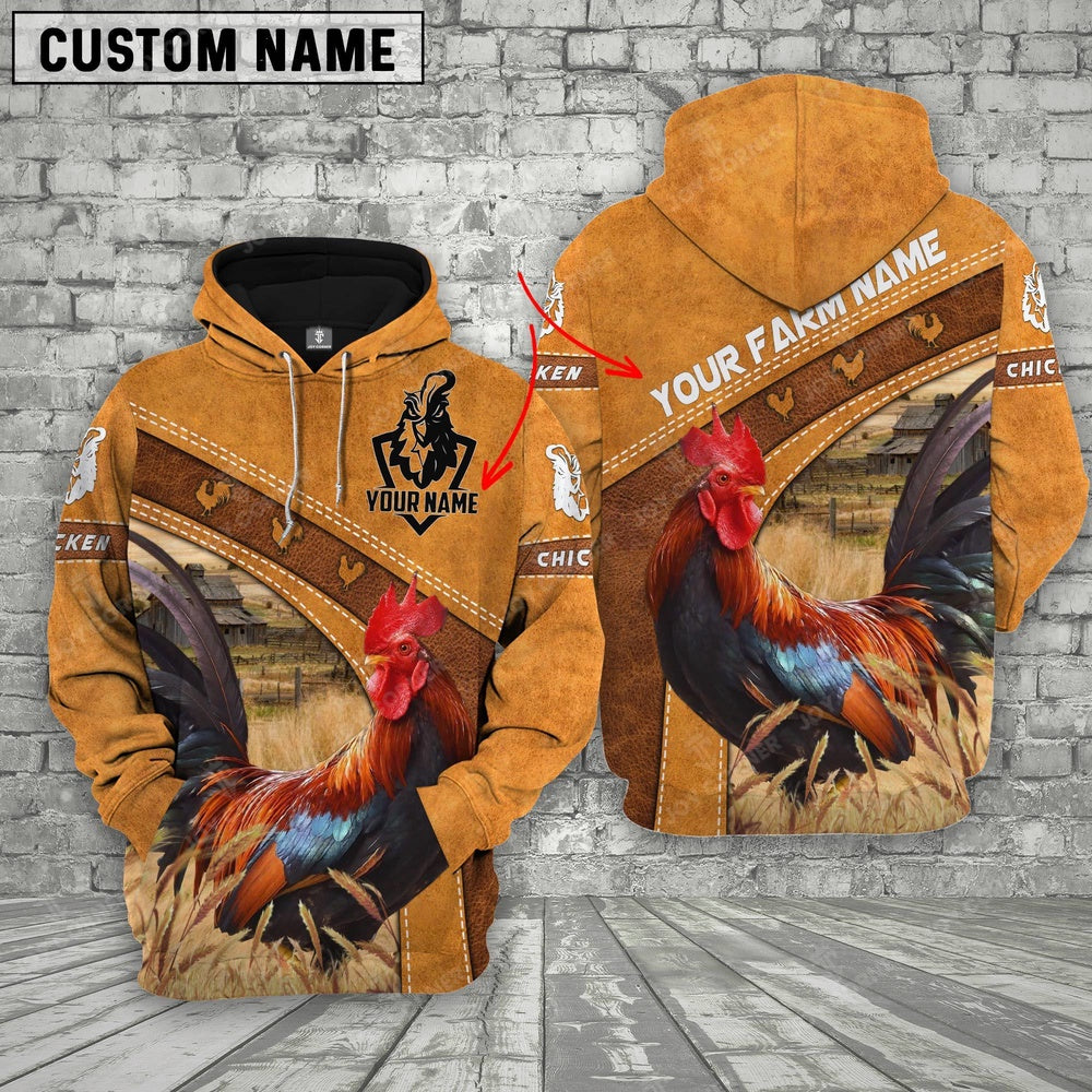 Chicken 3D Customized Name Farm Name Hoodie, Farmer Hoodie, Custom Farm Shirts, Farmer T Shirt