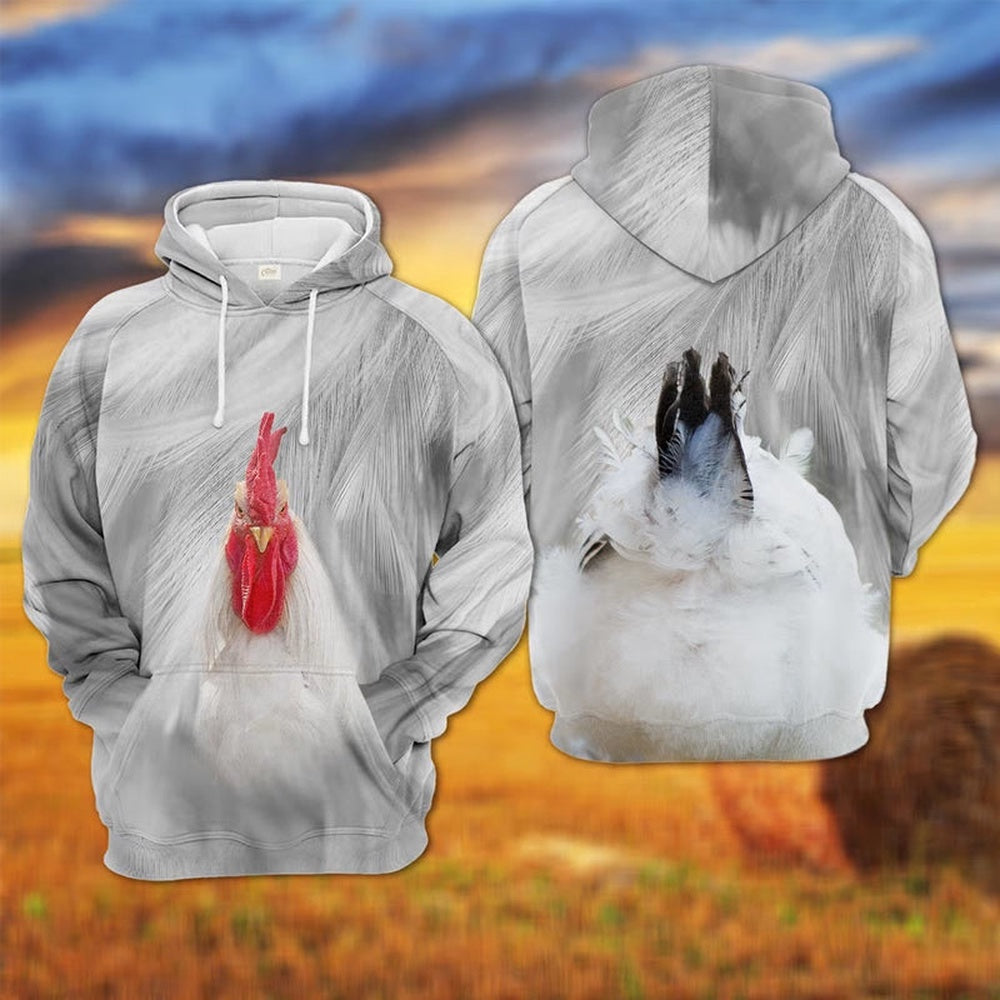 Chicken All Over Printed Hoodie, Farmer Hoodie, Farm Themed Shirts, Farm Tee Shirts