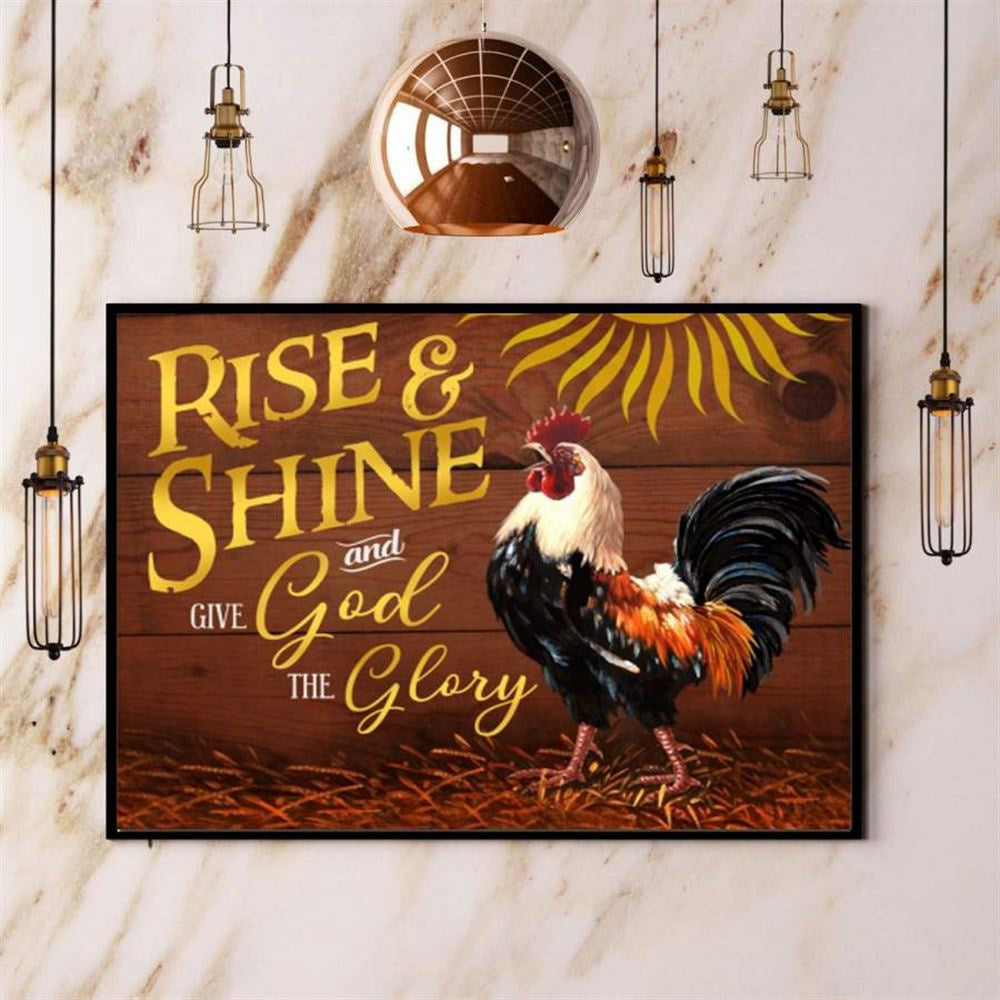 Chicken And Sun Rise &Amp Shine Give Good The Glory Farm Lover Canvas, Farm Canvas, Farm Gift, Farm Home Decor