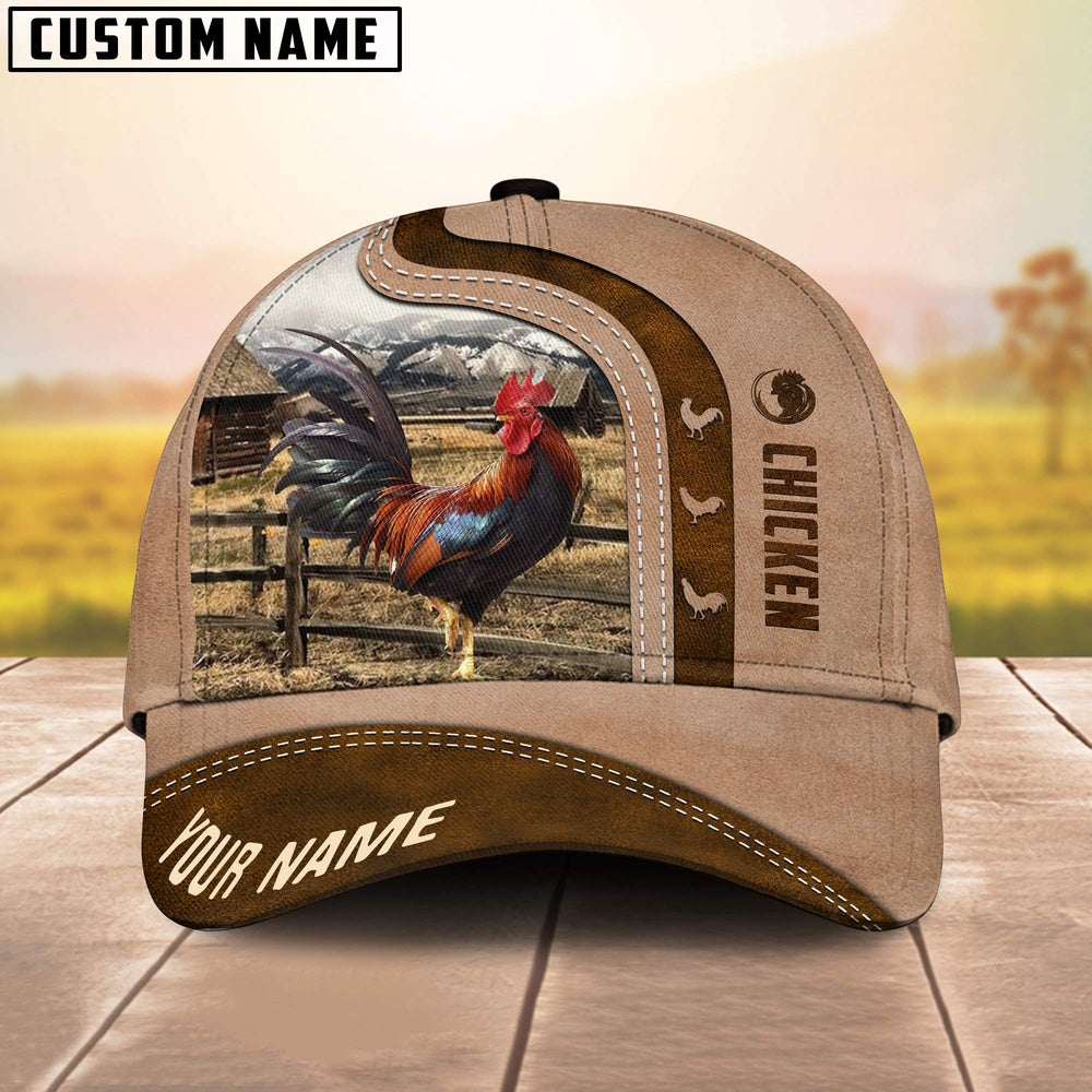 Chicken Custom Name Light Brown Cap, Farmer Cap, Vintage Farmer Hat, Mens Farmer Hats, Cap For Farmers